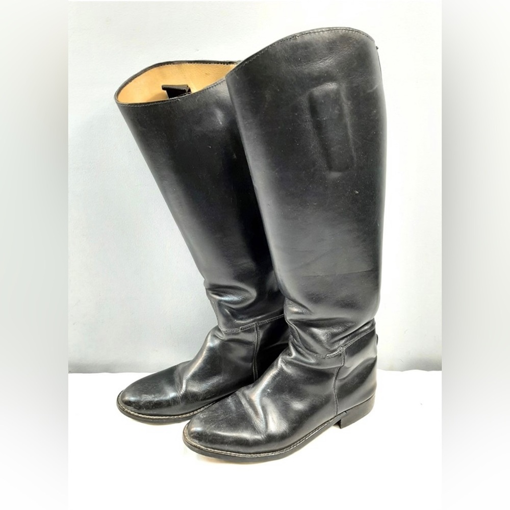 Elan Black Leather Handcrafted Equestrian Riding Boots Size 7 Made in Spain